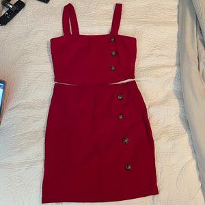 Women's SHEIN Red Skirt Set